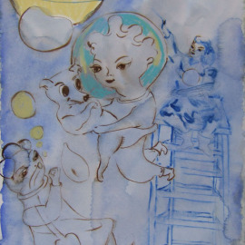 Rosa Loys Zeichnung  Luna und Laika